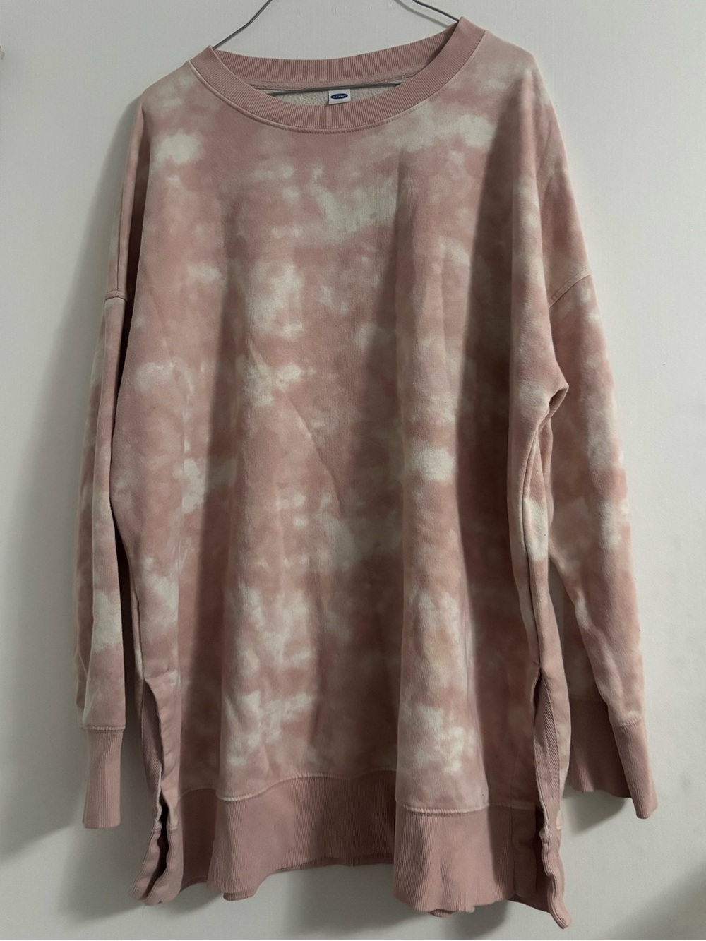 Old Navy Dusty Pink & White Tie-Dye Crewneck Sweatshirt
